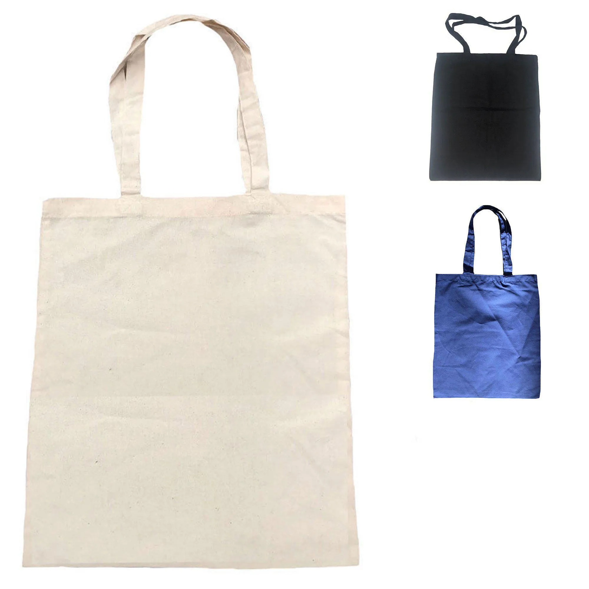 50 Lot Cotton Plain Reusable Grocery Shopping Tote Bags 16inch Wholesale Bulk