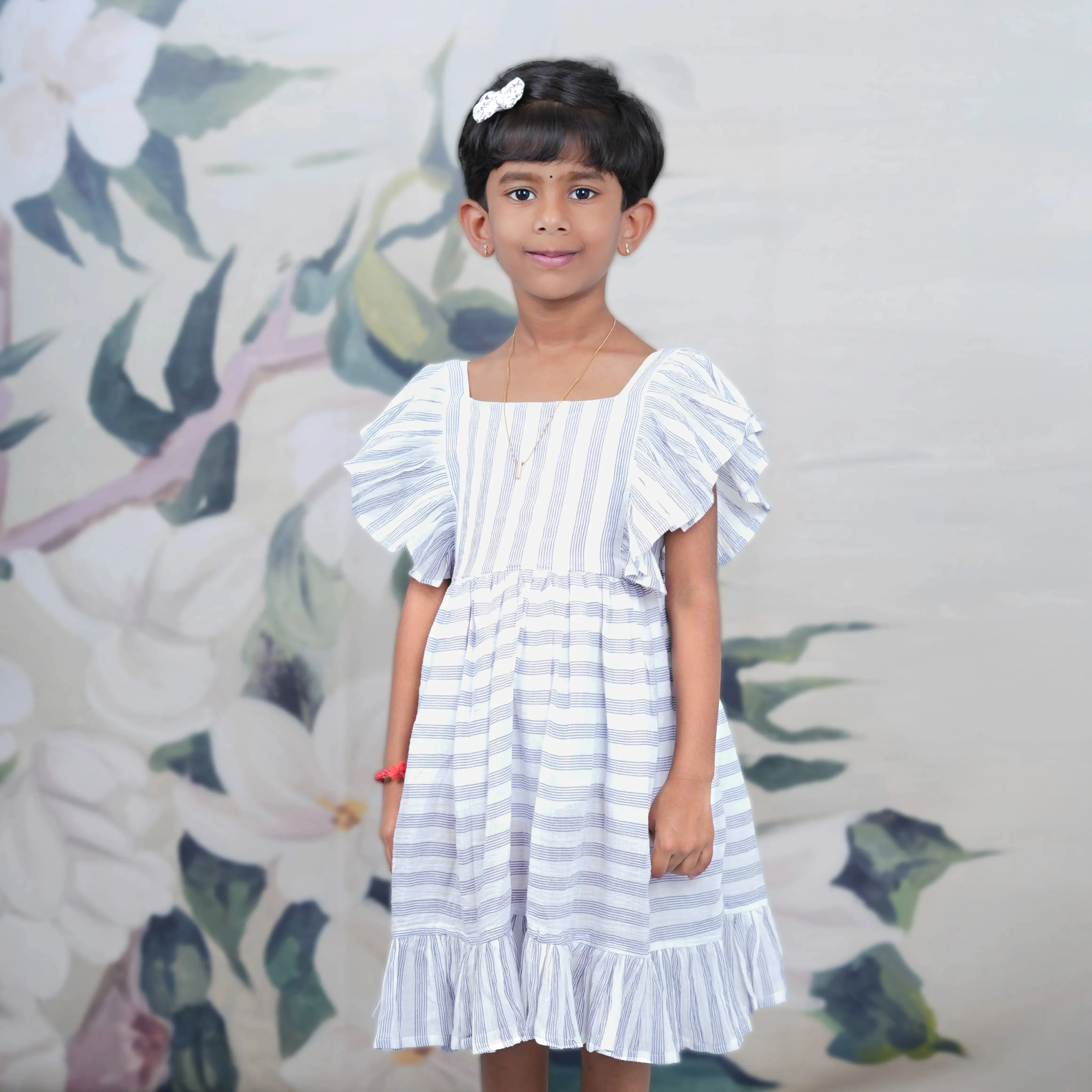 Crisp Nautical-Striped Frock for Little Ones