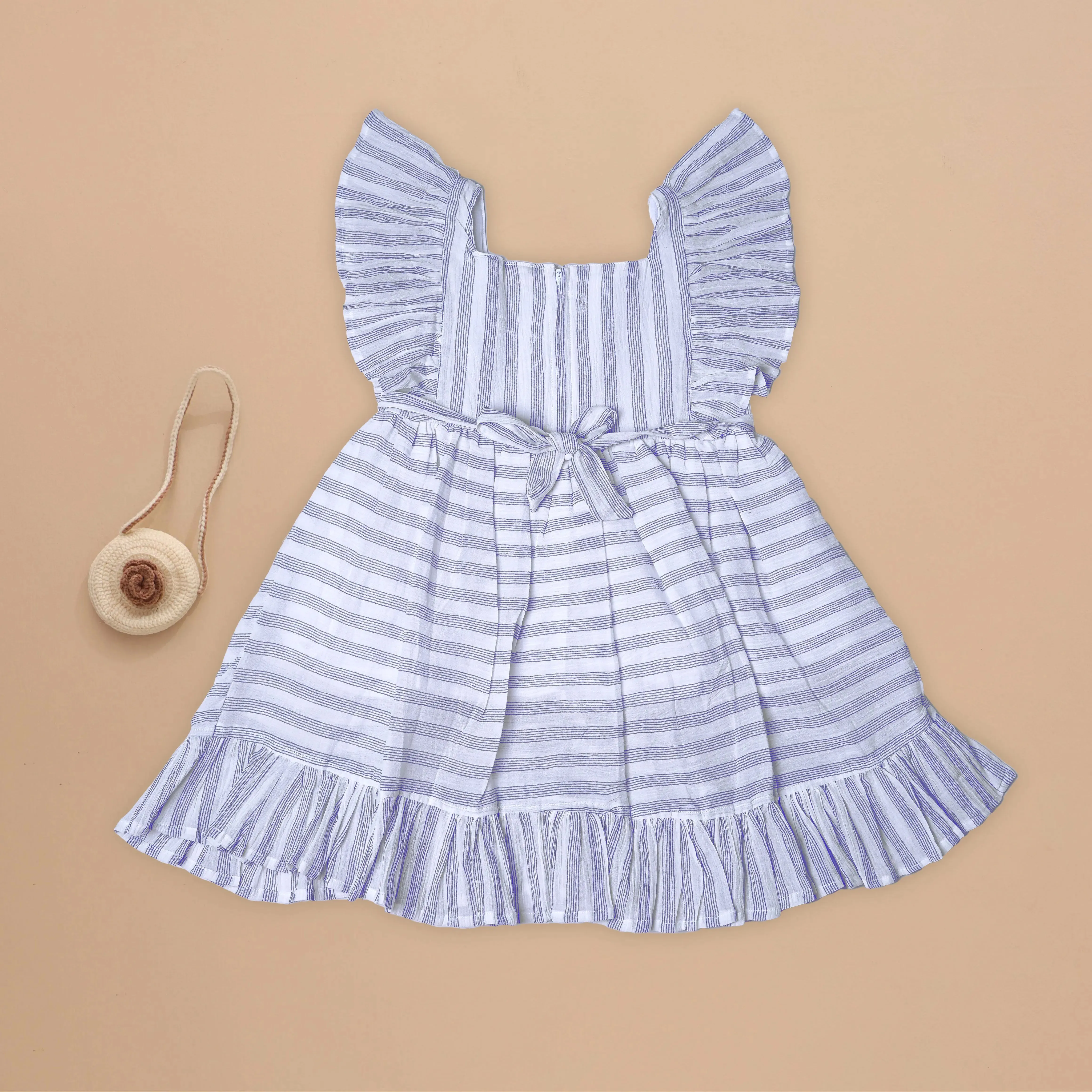 Crisp Nautical-Striped Frock for Little Ones