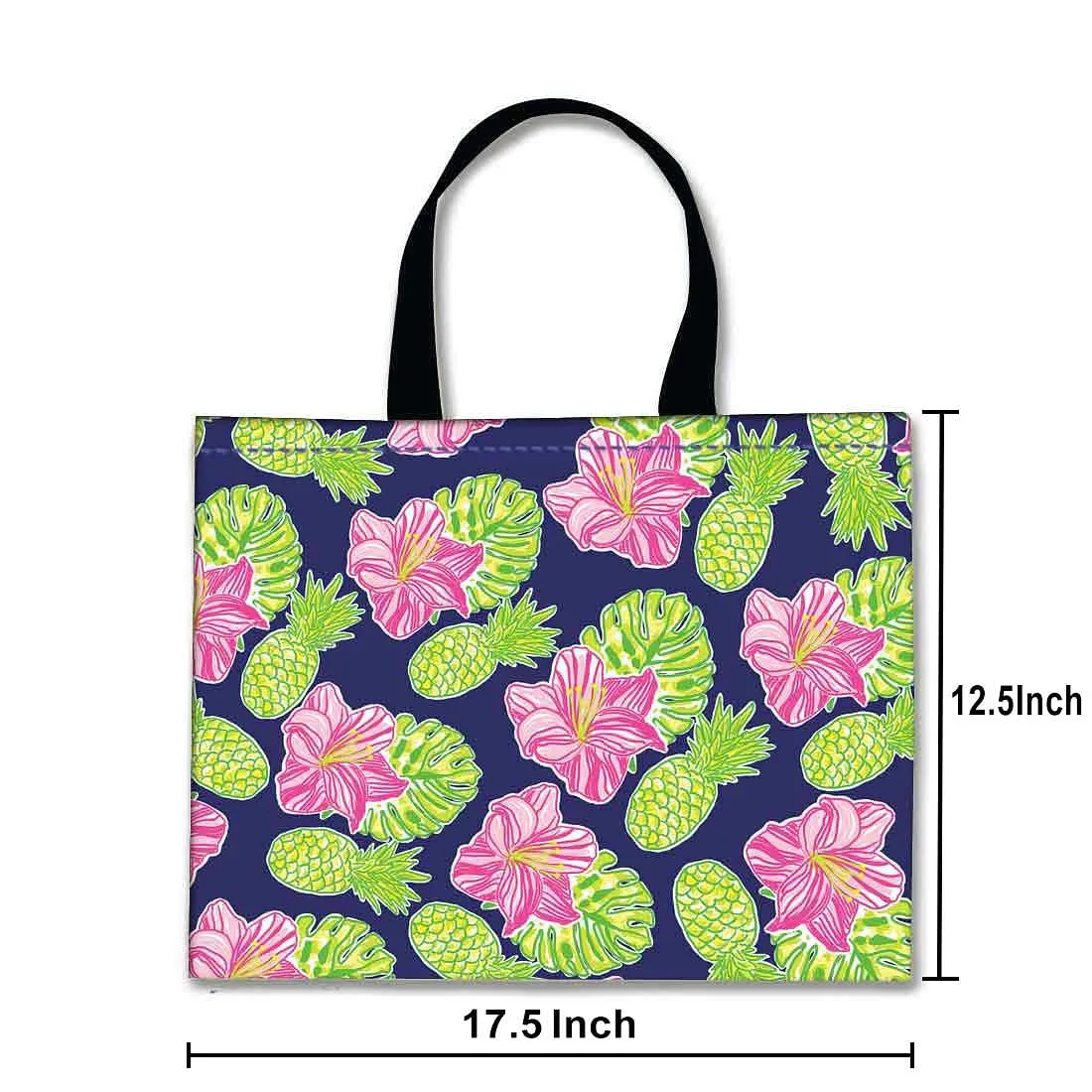 Designer Tote Bag With Zip Beach Gym Travel Bags -  Green Pineapple
