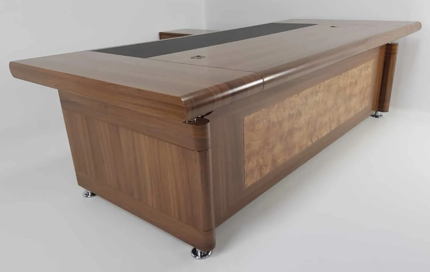 Large Light Oak Executive Office Desk with Pedestal and Return - 1861