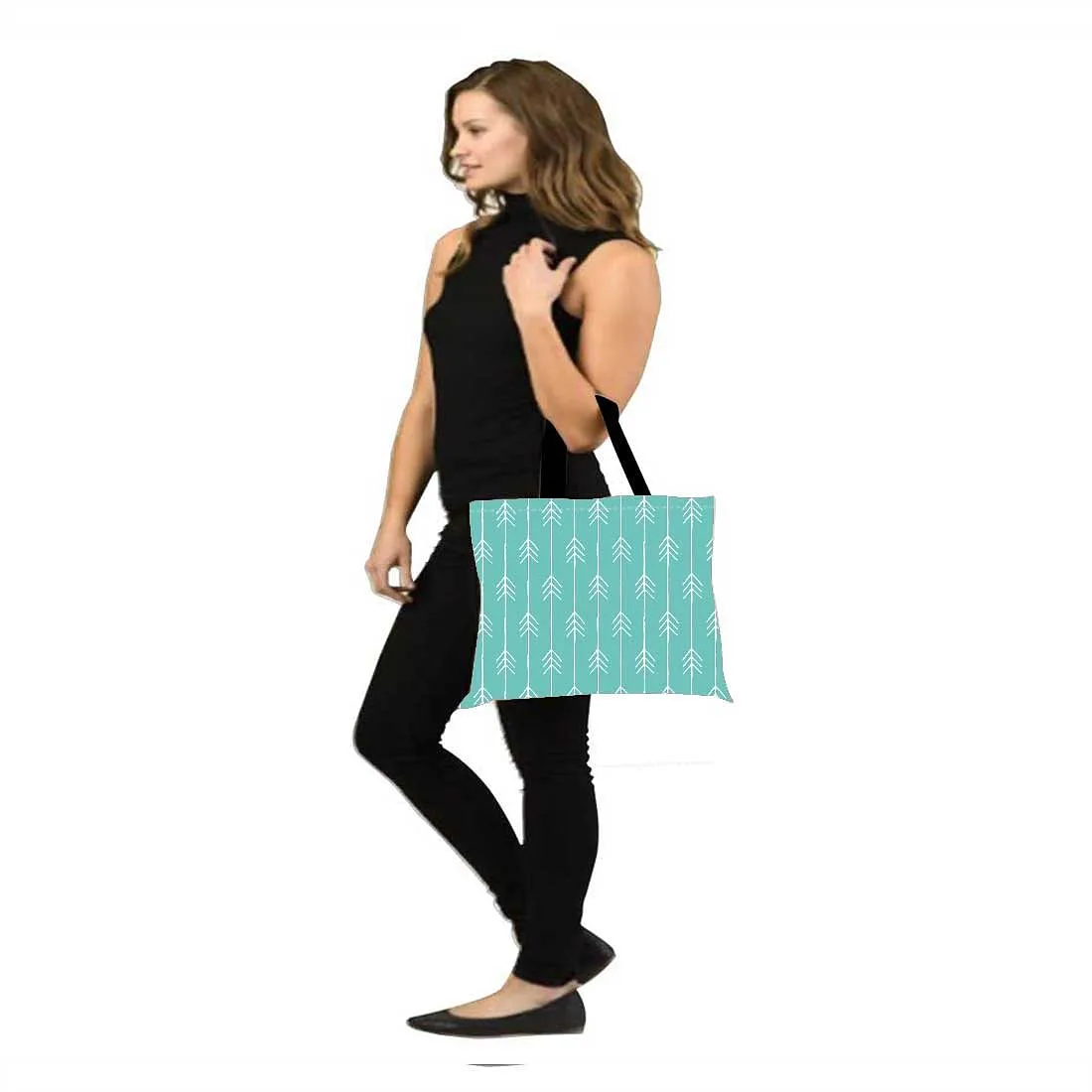 Nutcase Designer Tote Bag for Women Gym Beach Travel Shopping Fashion Bags with Zip Closure and Internal Pocket to keep cash/valuables - Arrow blue