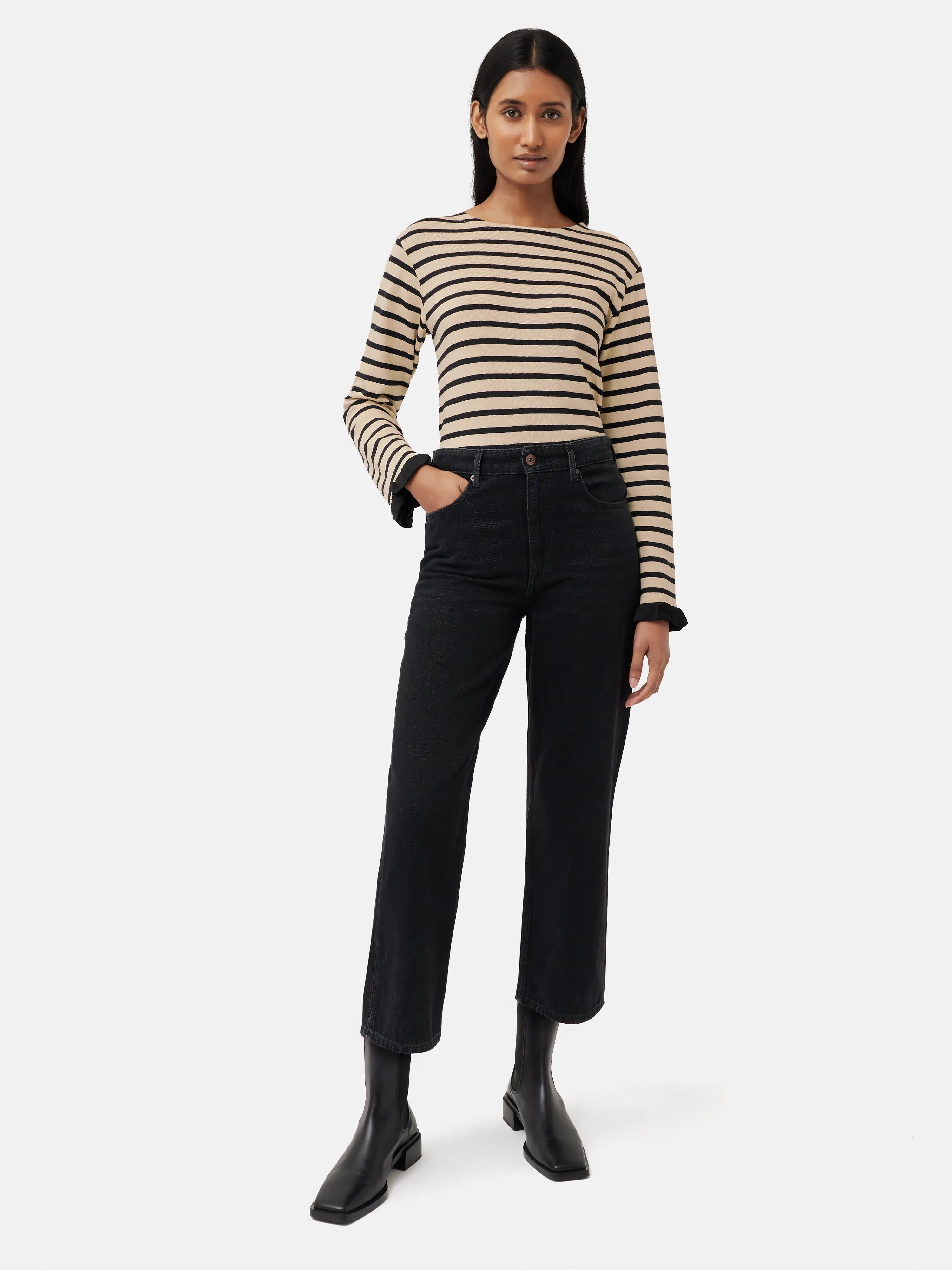 Satin Cuff Breton Top | Black